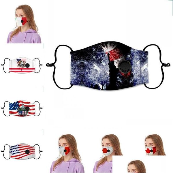 Designer-Masken Amerika Unabhängigkeitstag Nationalflagge Mascarilla-Druck mit Atmung Vae Wiederverwendbare Gesichtsmaske Lustige Atemschutzmaske Dhgarden Dhmwo