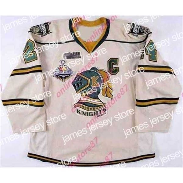 Хоккей в колледже носит NIK1 2011 Jarred Tinordi London Knights Game Game Jersey 2012 Мемориальное кубок с фото матч