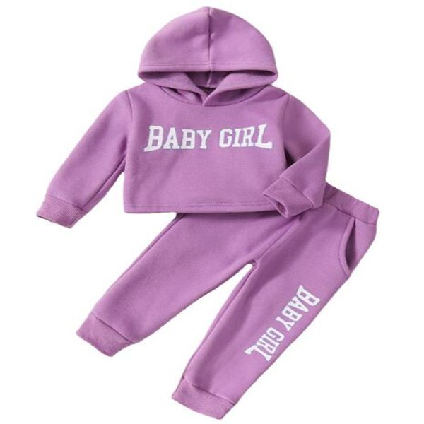 Completi di abbigliamento per neonate per bambini Tute Felpe con cappuccio per ragazza a maniche lunghe Pantaloni Set da 2 pezzi Completi per bambini Completi per neonati Abbigliamento sportivo per bambini