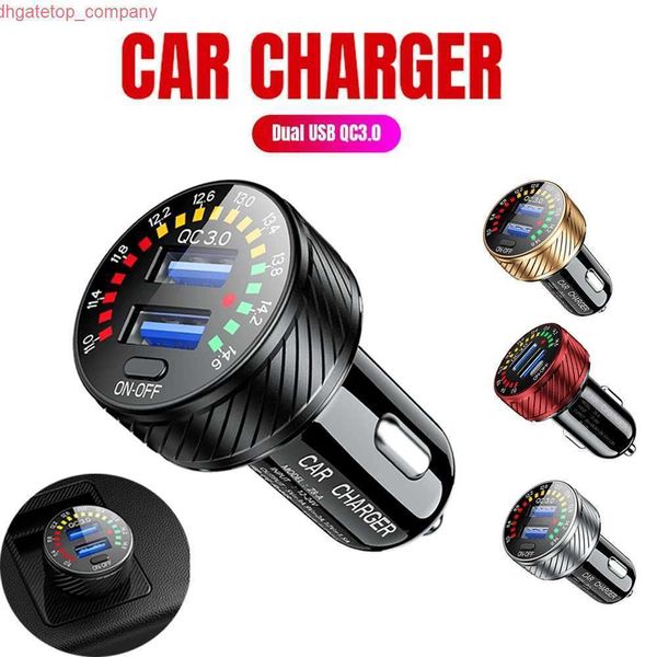 Auto 12/24 V Dual-USB-Autoladegerät-Buchse für QC 3.0 mit Voltmeter-Skala-Display-Schalter, Festzelt-Licht, schnelles Aufladen für Mobiltelefone