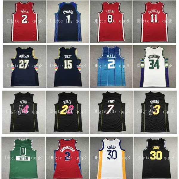 O basquete universitário veste 21 22 27th City Bull Basketball Jersey Ball Lonzo Demar 11 DeRozan Stephen 30 Curry Zach Lavine Jimmy Butler Kyle 7 Lowry Tyler 14