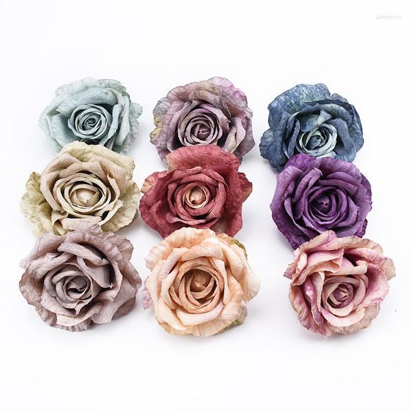 Dekorative Blumen, 10 cm, europäischer Rosenkopf, Zuhause, Party, Dekoration, Hochzeit, Brautaccessoires, Ausverkauf, Scrapbooking, Blumenwand, künstlich