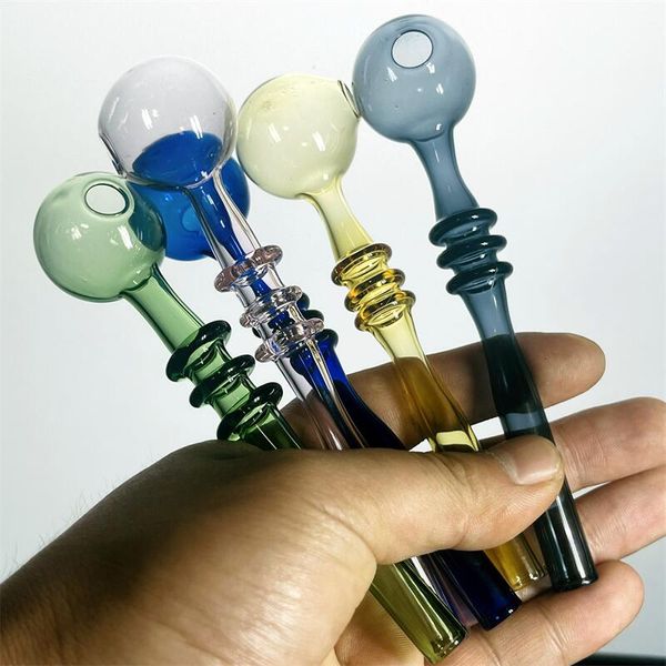 Bunt 14 cm gebogene Glasölbrenner Rohr neuestes Designkuppel mit Rohrrohr