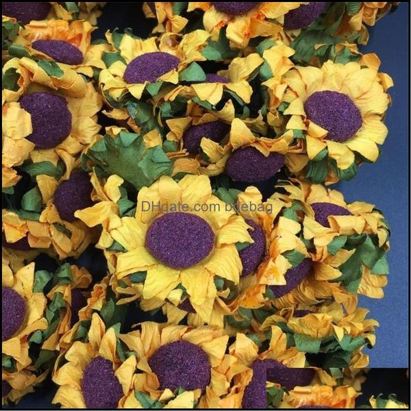 Fiori decorativi ghirlande di carta artificiale Sima delle girasole fiore da sole finto per decorazioni per feste di nozze Fresh Style P Itografia Dhjqu