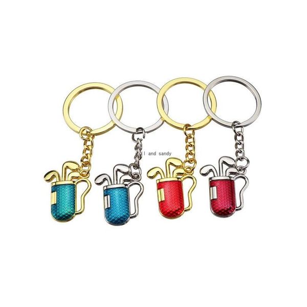 Principais anéis esportivo ao ar livre Golf Golf Club Key Ring Red Metal Bag Keychain para homens homens Gift Fashion Jewelry Drop Dat entre Dh34w