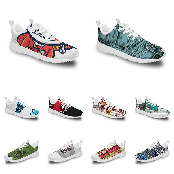 Мужчины Женщины Custom Sports Shoes Anime Cartoon Animal Design Diy Word Black Blue Red красный красочный мужской тренер на открытом воздухе 162