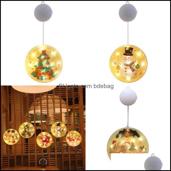 Decorazioni natalizie Festival Atmosphere Led Lamp String Buon Natale Parole Famiglia Risparmio energetico Luci colorate con sospensione Dhfvf