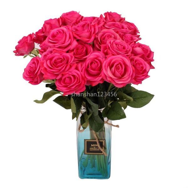 Vegetazione floreale finta Fiore artificiale moderno Rosa Vegetazione floreale finta Bouquet da sposa Home Office Decorazione per feste Drop Delivery Dh84Q