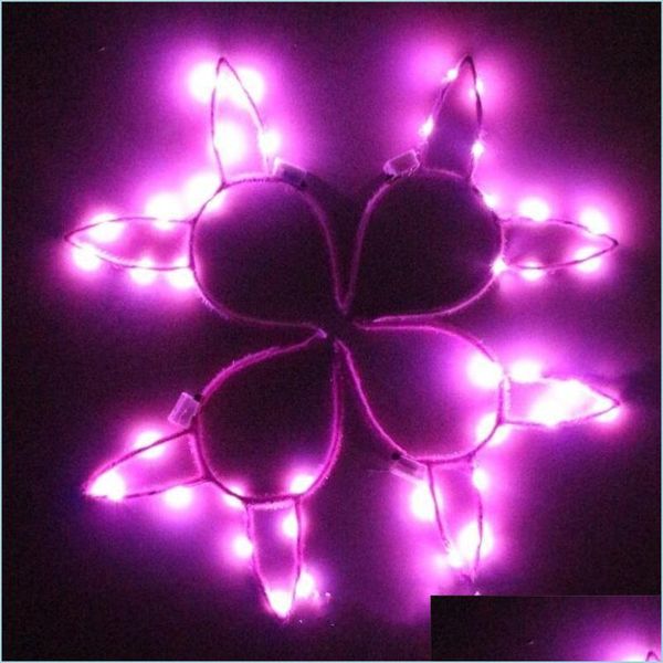 Outros suprimentos de festa festiva LED LED UP CAT RABBIT EAR CABEÇA CABEÇA GLOWLOWING MIT COLOR DE CORAÇÃO ADT CRIANÇAS BAND HAIRSTER DHS0E