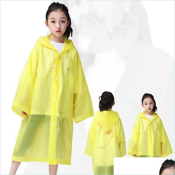 Capacos de chuva Tour com capuz de crianças deve Poncho Rainwears não descartável Plastic Clear Pure Color
