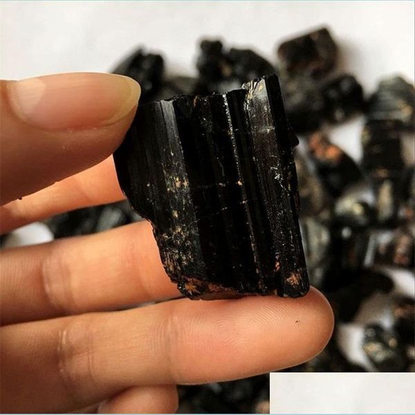 Artes e ofícios por atacado 100g Natural Black Tourmaline Rough Mineral Quartz Cristal Gravel Tambled Stone Reiki Cura para Degaussi dhztr