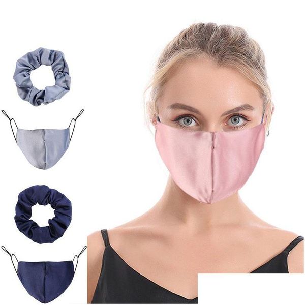 Designer Masken Reine Farbe Haar Seil Maske 2 Teile/satz Elastische Band Frauen Winter Warme Staub Atemschutz Haare Ring Mund Er Zubehör 2 Dhxm6