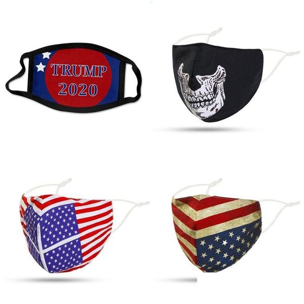 Designer-Masken, Amerika-Flaggen, Baumwolle, bedruckt, Gesichtsmaske, staubdicht, Pm2,5, Farbe Skl, waschbar, Mascarilla-Druckmuster, Seilmasken, wiederverwendbar, Dh2Px