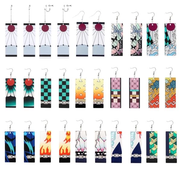 Charm 20Pcs Lote Acrílico Tanjiro Brincos Demon Slayer Anime Cosplay Props Kimetsu no Yaiba Longo para Joias Unissex 221125