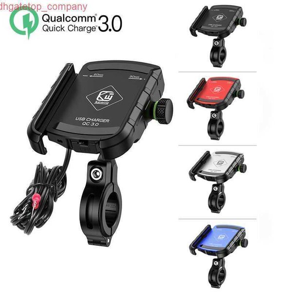 Suporte de telefone de motocicleta de carro com carregador USB QC 3.0 para iPhone Samsung Motorbike Mirror Hollowbar GPS Stand Stand Cell Phone Mount