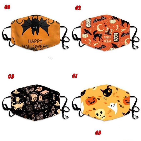 Designer maskers Ghost Black Cat Pumpkin Bats Happy Halloween Mascherine Dust Fashion Face Masks Custom Respirator Herbruikbare Re Dhgarden Dhkwh