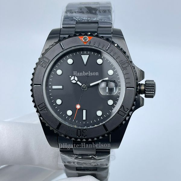 Herrenuhr MAD All Black Strap 2813 Automatikwerk Saphirglas Individualisierung Armbanduhren rote Skala Lünette Volcanic Steel Case Uhren