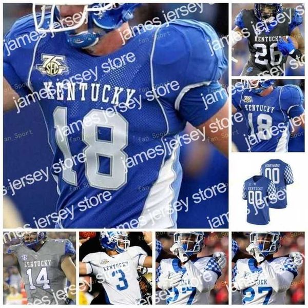 American College Football Wear Nik1 2022 Kentucky Wildcats Football Jersey College NCAA 2 Tim Couch 18 Randall Cobb 3 Terry Wilson 10 Asim Rose 24 Christopher Rodrigu