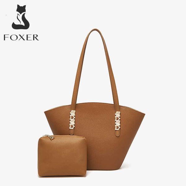 Tasarımcı Çantası Foxer Lady Split Deri Çantalar Banliyö Kompozit Çanta Moda Büyük Kapasiteli Kadınlar Tote Basit Retro Yüksek Kaliteli Omuz Çantası