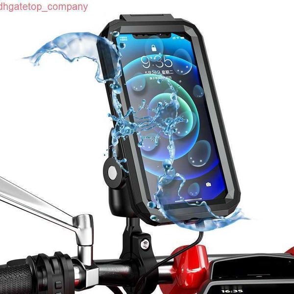 Supporto per telefono cellulare antifurto per auto Custodia impermeabile Supporto per specchio per manubrio per moto da bici per borsa per telefono cellulare da 4,7-6,8 pollici