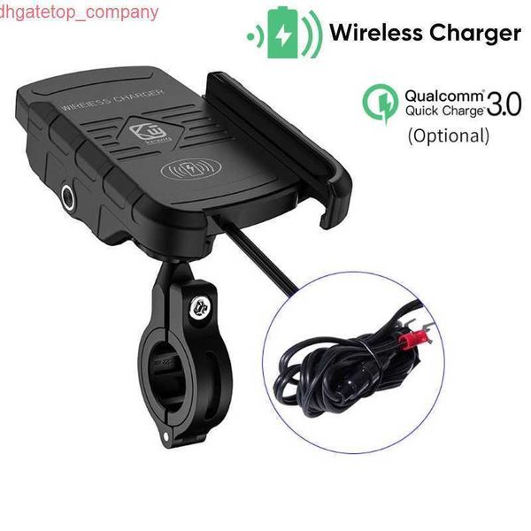 Auto-Motorrad-Handyhalter mit USB-Ladegerät QC 3.0 kabelloses Ladegerät für Motorradspiegel GPS-Ständerhalterung Handyhalterung