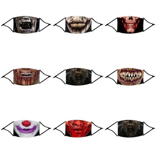 Máscaras de grife máscaras de moda de halloween máscaras faciais com peça de filtro Scary boca reutilizável mascarilla mascherine personaliza bre dhgarden dhjcz