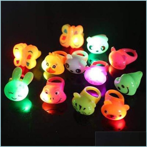 Favor de festas LED an￩is de animais cola macia luminescence lumbo dedo lumin￡ria luminosa urso de borboleta anel infantil brinquedos do presente 0 89mc h dh2nz