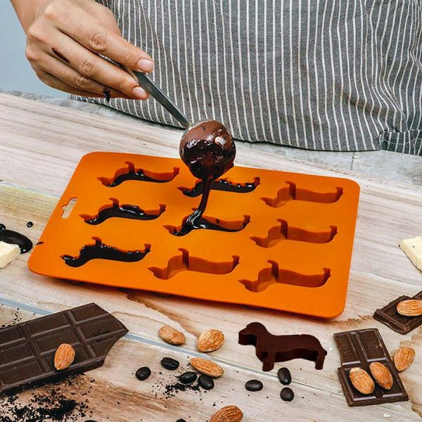 Stampi per cioccolatini in silicone a forma di cane Stampi da forno e vassoio Vassoi per ghiaccio bassotto per accessori per la cucina domestica