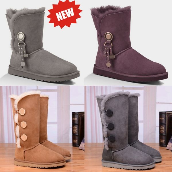 New Australia Australian Classic Warm Boots Donna Mini Half Snow Boot USA GS Winter Pelliccia piena Soffice pelliccia di raso Stivaletti Stivaletti taglia