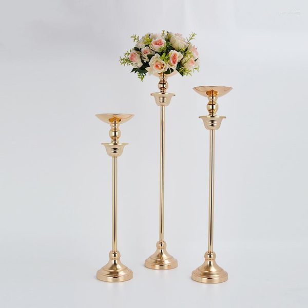 Decorazione per feste 10 pezzi Vaso d'oro Fiori romantici Stand Metal Road Tavolo da matrimonio Evento di portapacchi per fiore IM863