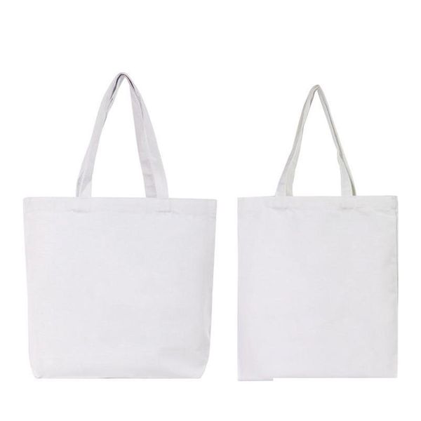 Borse portaoggetti Fai da te Tote bianco Borsa portaoggetti in tela Sublimazione Blank Rec Borsa Fissa Single Shoder Strap Pouch Negozio all'aperto 6 Dhgarden Dhuxh