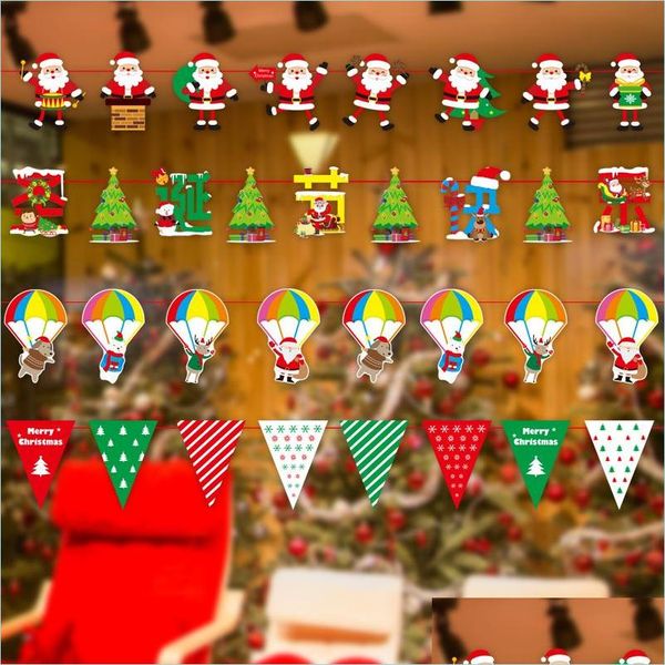 Decorações de Natal bandeiras de decoração de Natal Cartoon boneco de neve do Papai Noel Bandeira da letra da letra de letra de letra de pente