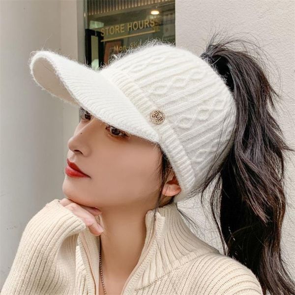 Berretti a sfera Cappelli da donna 2022 Autunno Inverno Caldo lavorato a maglia Sport all'aria aperta Cappello da golf Visiera da baseball Gorras Hombre