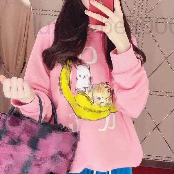 Damen Hoodies Sweatshirts Designer Anders als die Originalversion der Marktherbst- und Wintermodemarke GU Banana Cartoon Print mit Kapuze locker neutral