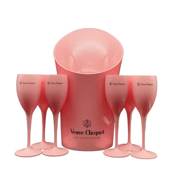 Secchiello per ghiaccio per champagne in plastica acrilica rosa arancione, pc, flute per vino e secchi per vetro, set di refrigeratori per vetro2226