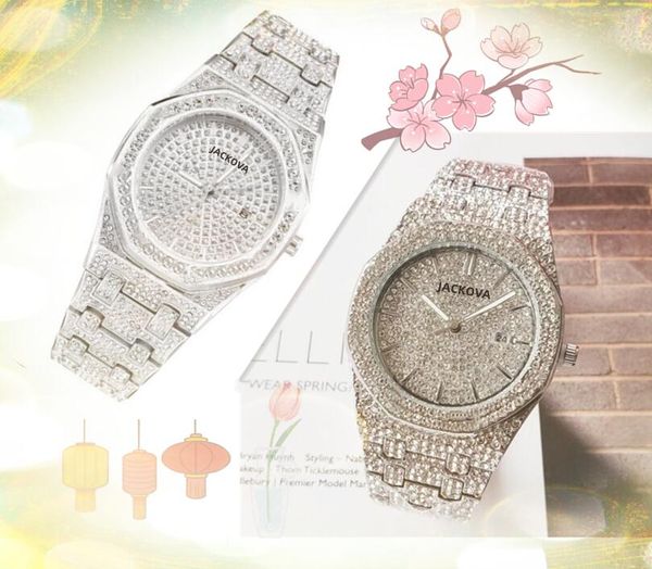 Знаменитый классический дизайнерский стиль часы роскошные модные хрустальные бриллианты Мужчины смотрят 42 -миллиметровый большой циферблат Японский кварцевый движение.