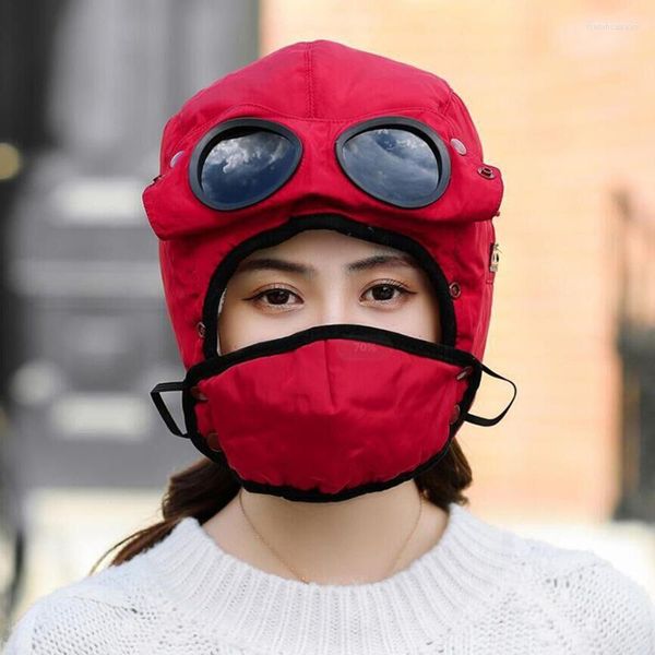 Boinas Moda Quente Capinho de inverno Hats de design originais para mulheres Capuz de capuz para crianças com copo de óculos