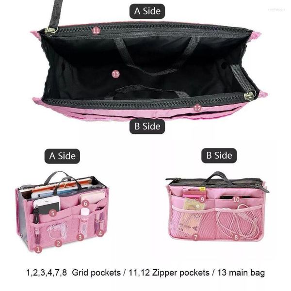 Bolsas de armazenamento Women Holyetries Organizador de maquiagem feminina de maquiagem de fêmea Double Zipper na bolsa de inserção de viagem