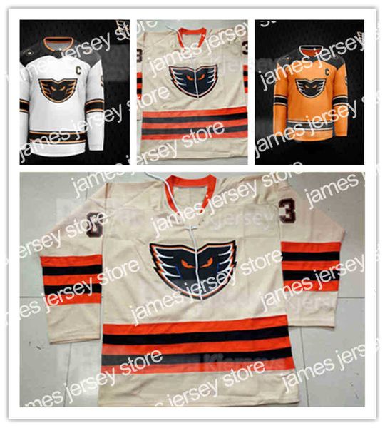 College Hokey Giyiyor Özel Lehigh Valley Phantoms Knight Hokey Jersey 79 Carter Hart Phantoms Nakış Dikişli Herhangi Bir Sayı ve İsim Formalarını Özelleştir