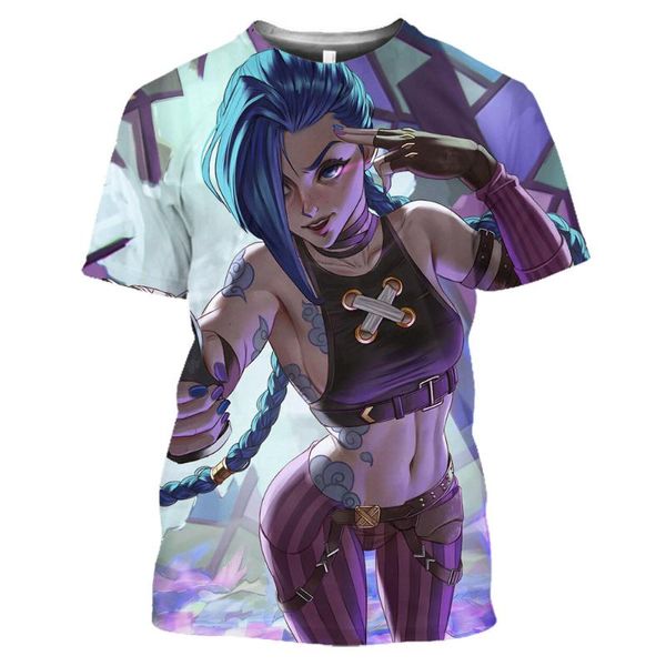 Camisetas masculinas camisetas masculinas League de Legends de Legends 3D Prind Summer Anime Momen Mulheres Camisa Hip Hop Moda de rua de tamanho grande