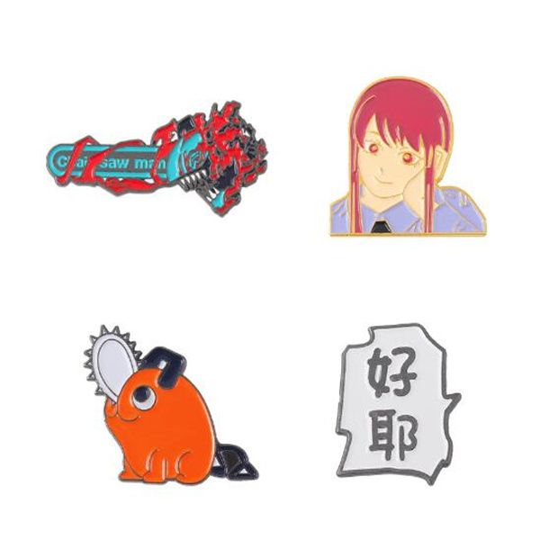 Japan und Hölle Maskottchen Emaille Pins Kettensäge Mann Makima Pochita Broschen Revers Abzeichen Icons Anime Schmuck Geschenke für Kinder Frau GC1831