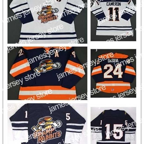 College Hockey Wears Nik1 Wholesale Customize ECHL Greenville Swamp Rabbits Mens Womens Kids 11 Bretton Cameron 24 Justin DaSilva Cheap Hockey Jerseys Goalit Cut