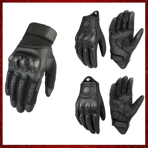 ST467 Neue Motorradhandschuhe Männer Frauen Moto Leder Carbon Radfahren Winterhandschuhe Motorrad Motocross