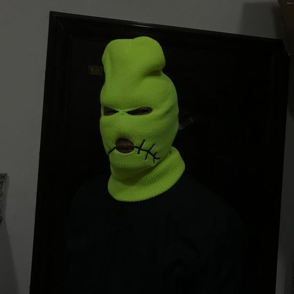 Berets Jack Cover Neon Balaclava Mask Hat Winter Green Green Halloween Caps для вечеринки на велосипедных лыжах для велосипедных велосипедов