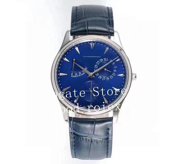 Relógios de 39 mm para homens Mechanical Watch Automático Cal.938 Azul Silver ZF Leather Reserve Power Mestre Crystra ZFF KIF CHOQUE DO CHOQUE 1368420 ETA Relvadores de pulso