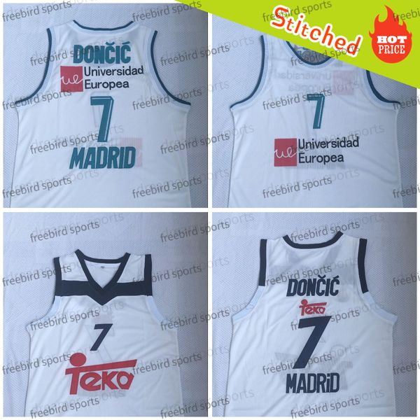 Real 7 Luka Doncic Basketbol Jersey Takımı Slovenya 77 Doncic Madrid White College Erkek Formaları Dikişli Yumuşak Kumaş Nefes Alabilir