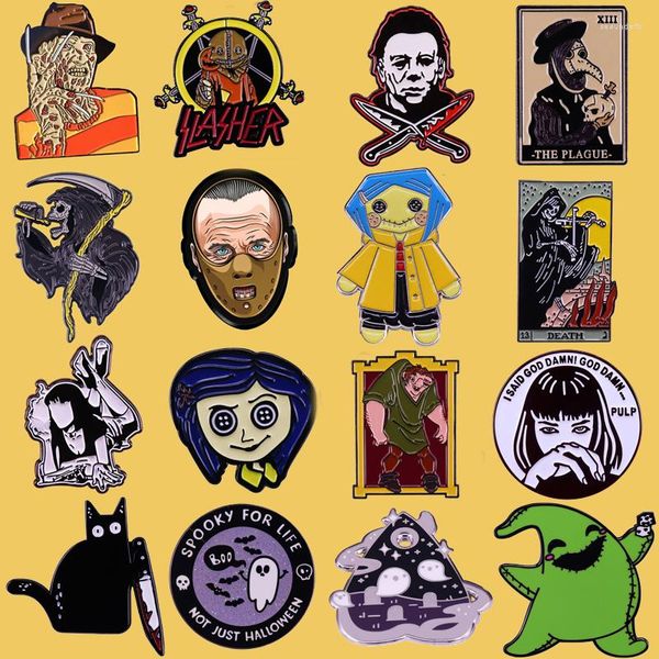 Broches máscara de horror máscara desenho animado pin pino criativo metal broooch pinos jeans de jóias de hat ritmo jóias de halloween presentes