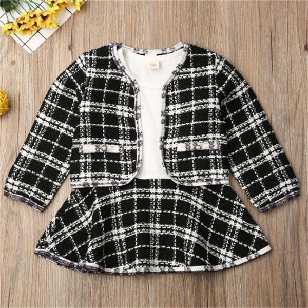 Nuovi vestiti da neonata Abiti da principessa a maniche lunghe Cappotto in due pezzi Abbigliamento per bambini Set di abbigliamento per boutique per bambini di Natale