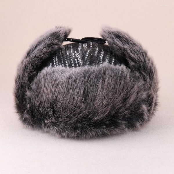 Berretti Faux Per Pelliccia Inverno Trapper Cappello Uomo Spessa Caldo Antivento Russia Ushanka Paraorecchie Eskimo Bomber Trooper Caccia Neve Berretto da sci