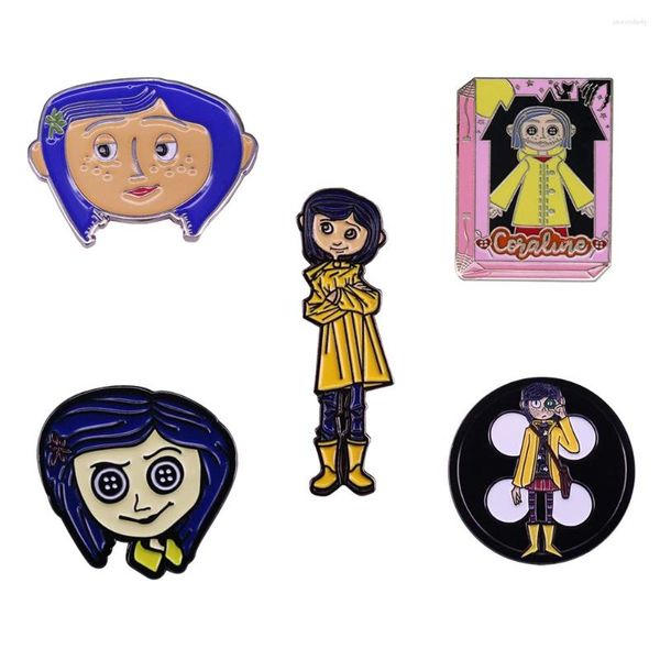 Broşlar sevimli coraline broş ürkütücü pim kızlar anime hayranları harika ürpertici koleksiyon gömlek ceketleri dekor